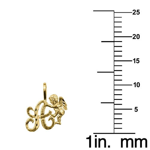14K Yellow Gold Cherub Pendant with 16" Chain Necklace B614