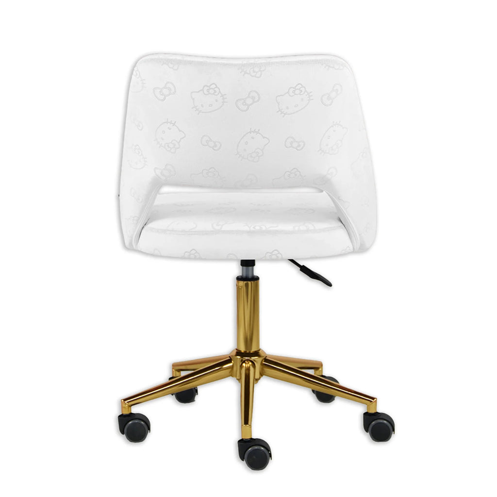 White Velvet Swivel Vanity Chair with Wheels Q4013