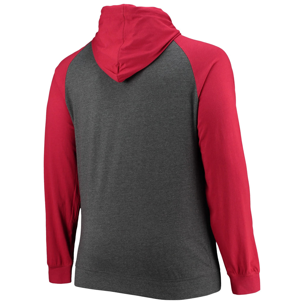 Red/Heathered Charcoal Atlanta Falcons Big & Tall Lightweight Raglan Pullover Hoodie U8702