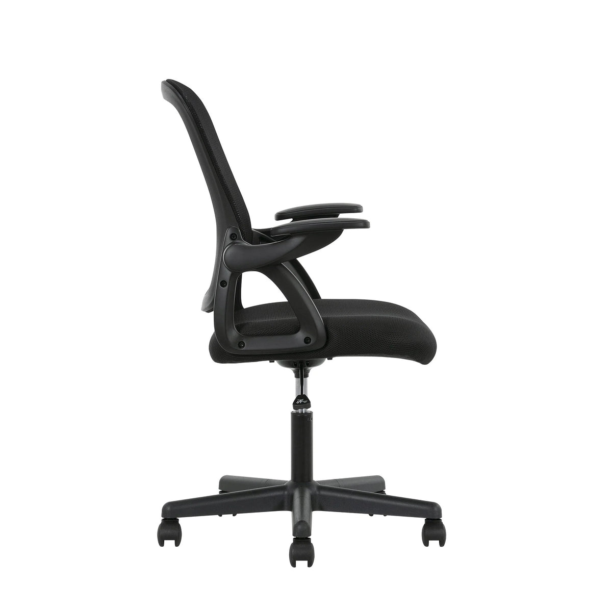 Black Fabric Ergonomic Mesh Back Office Chair with Flip-up Arms R5090