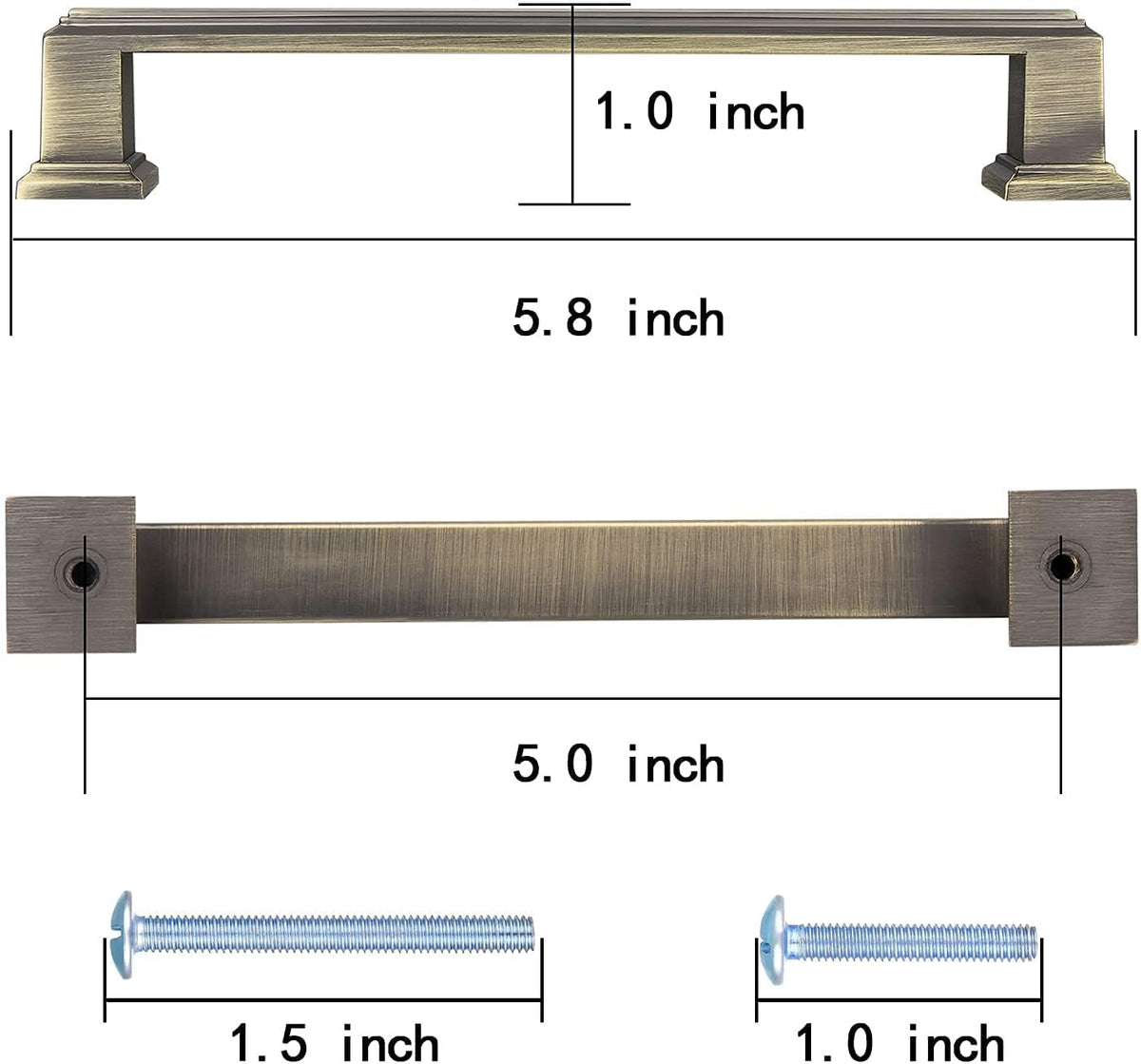 10 Pack Antique Brass Cabinet Hardware Pulls，4.5 inch Length Solid Cabinet Handles，3.75-inch Hold Centers H203573