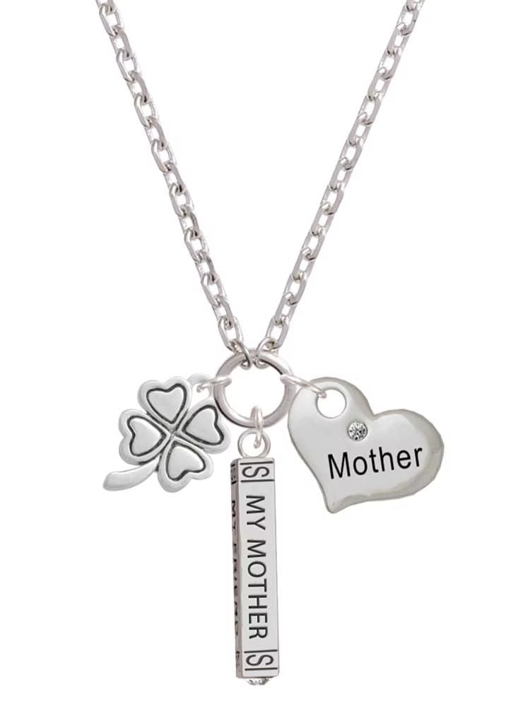 Silvertone Four Leaf Clover Bar Necklace R333348