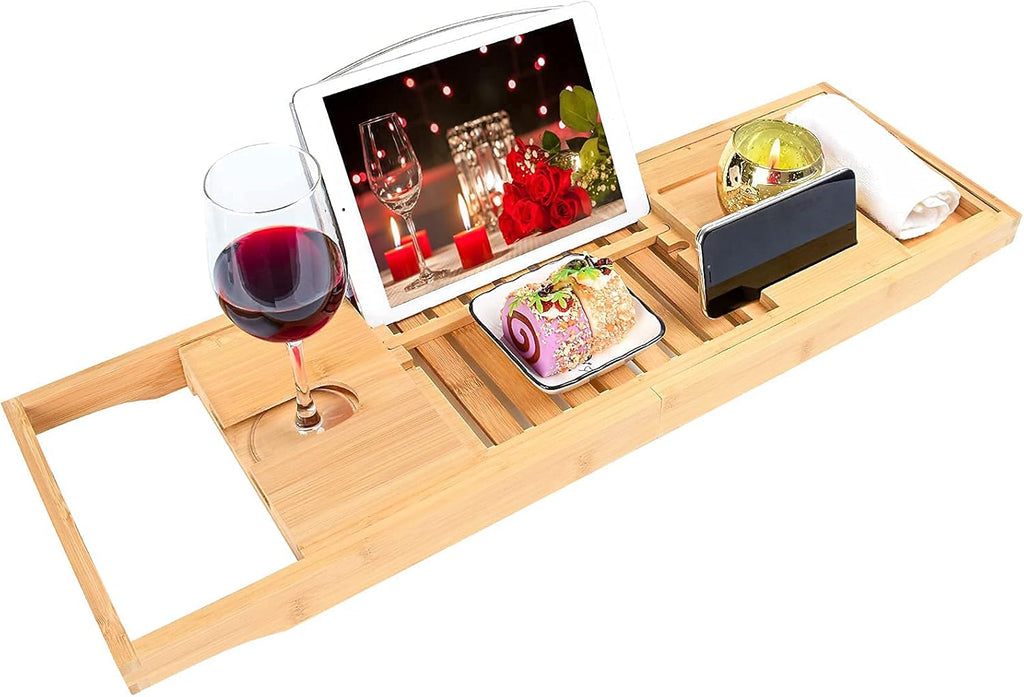 Bamboo Bath Tray Bathtub Caddy, Expandable, Pack of 2 B1408