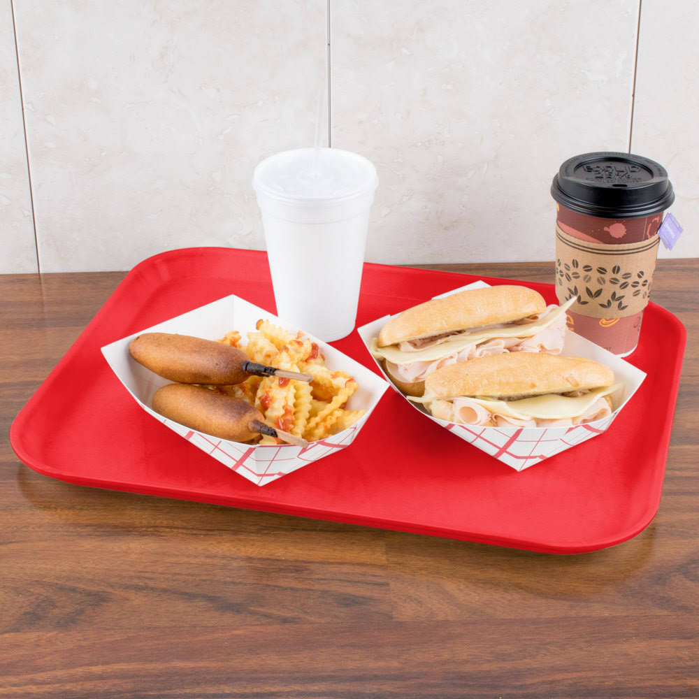 Red Glasteel Fiberglass Cafeteria Tray L292