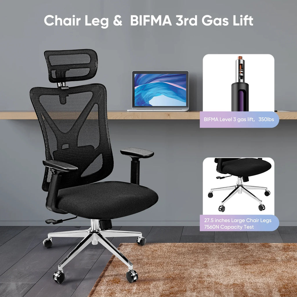 Black Ergonomic High Back Office Chair with Lumbar Support U9863