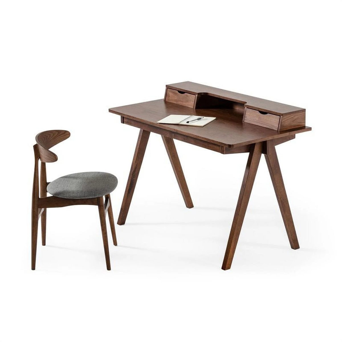 48" Rectangular Solid Wood Office Desk in Walnut O138958