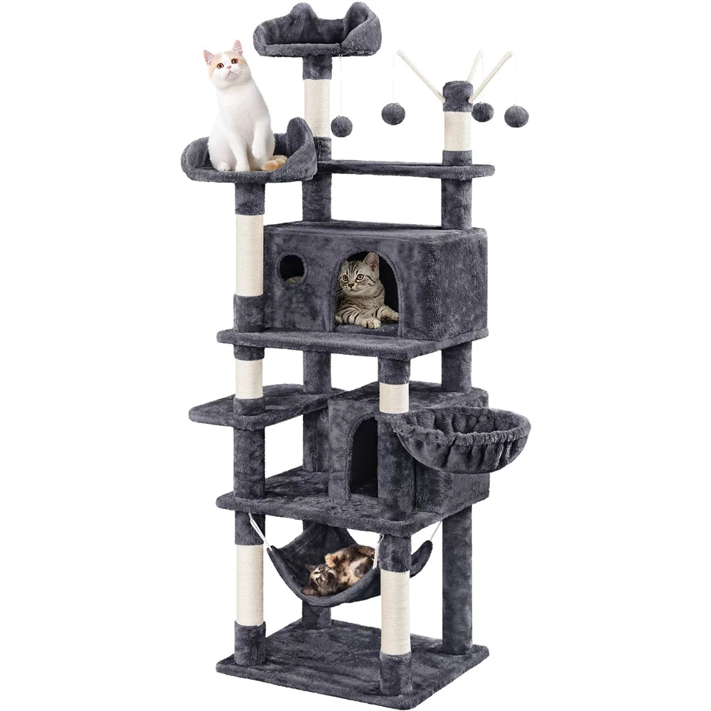 67" Multi-Level Cat Tree Tower with 2 Condos & Hammock Basket S236280