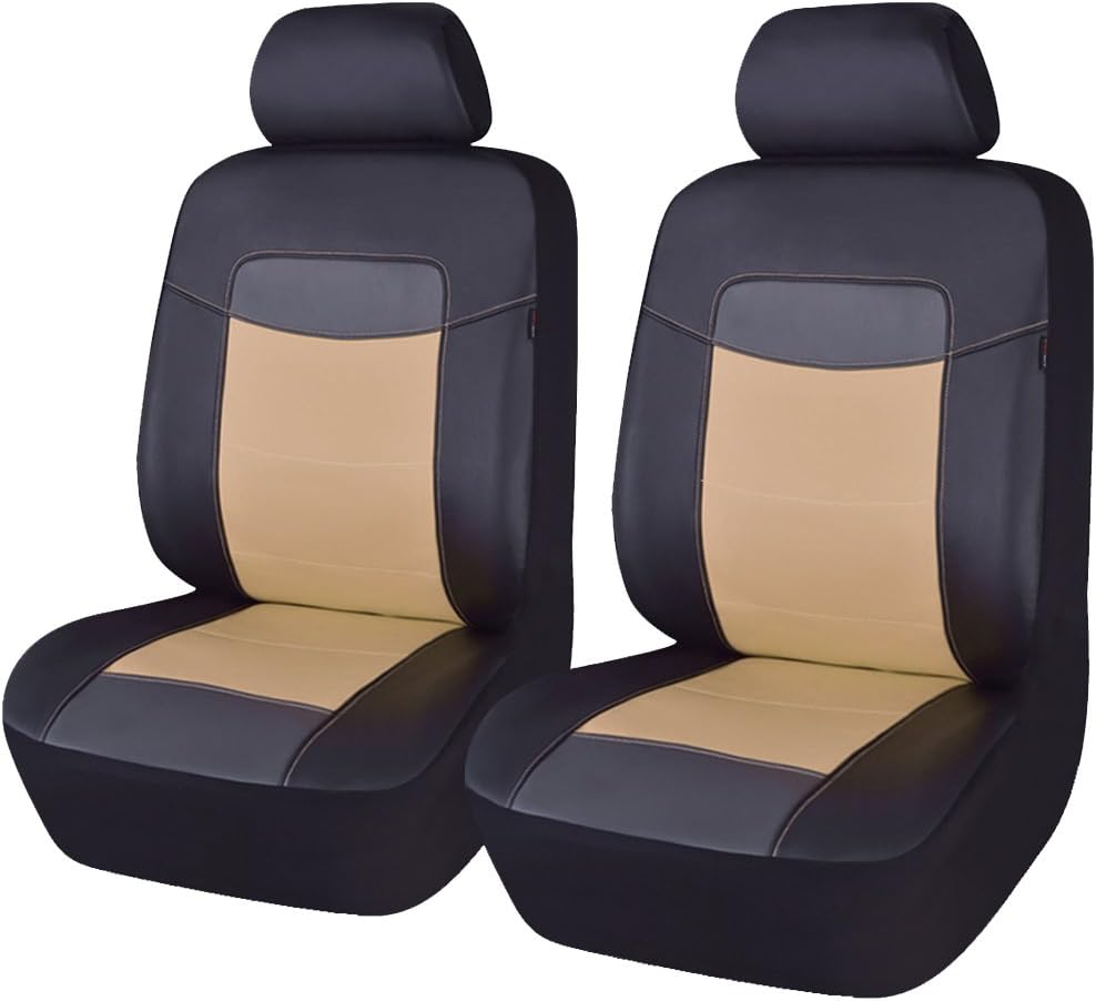 Black Water Blue Leather Car Seat Covers Pack of 2 I6558