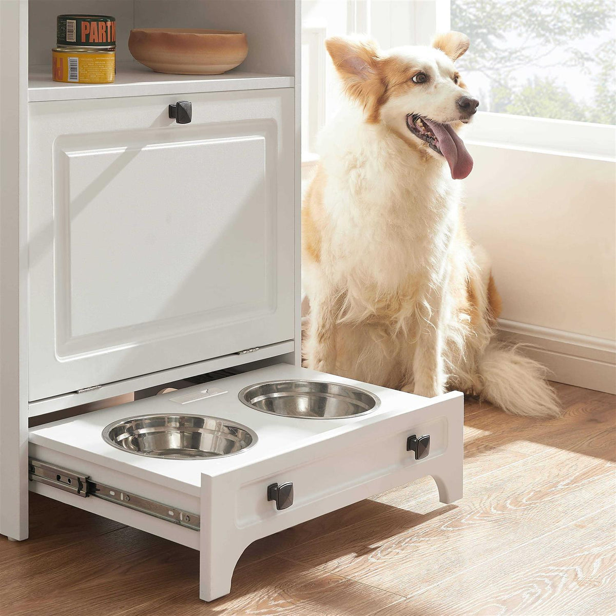 Modern Pet Feeding Station with 2 Elevated Dog Bowls E7837