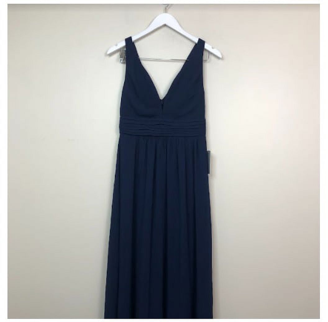 Sleeveless Plunging Neck Chiffon A-Line Maxi Dress Blue S G552336