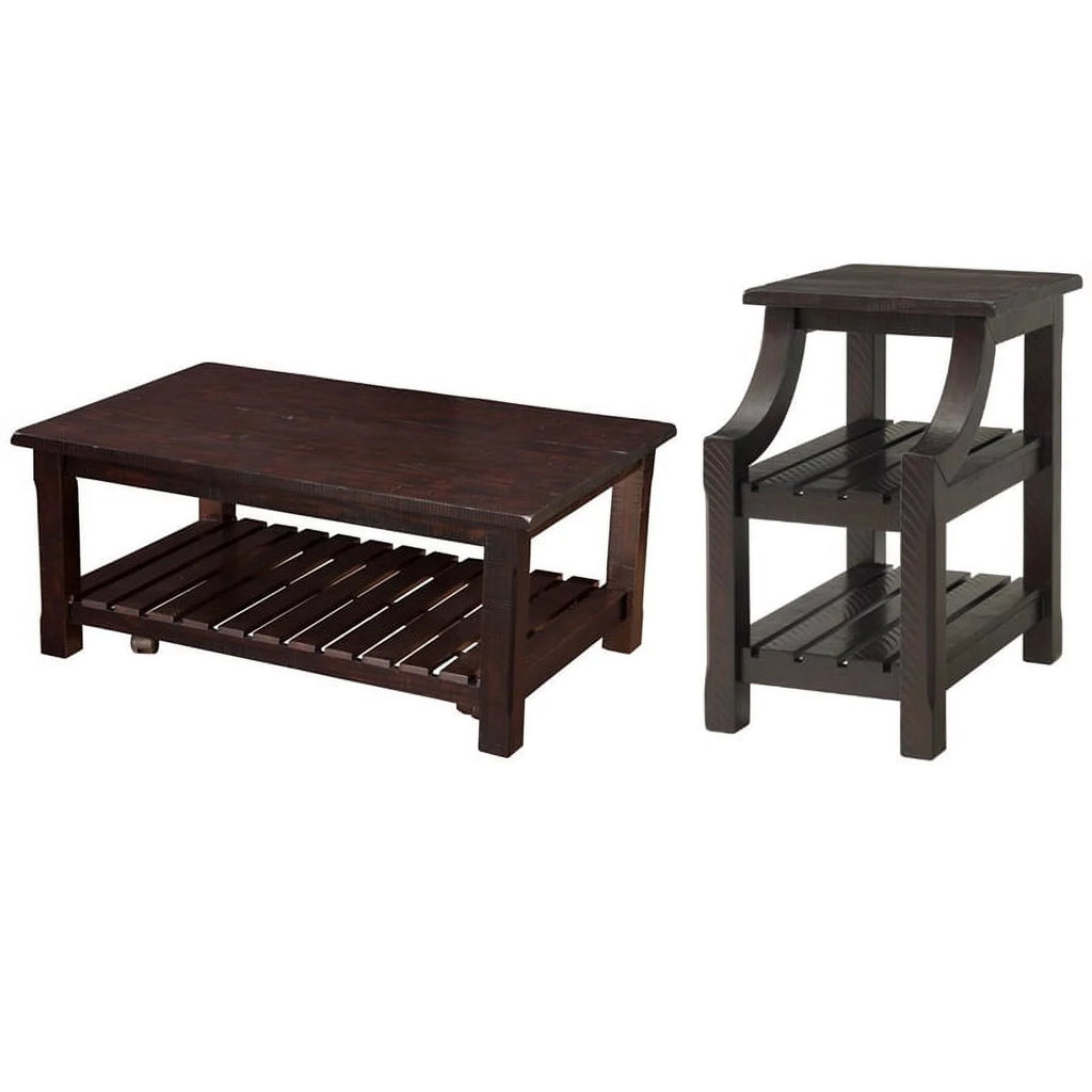 Espresso Coffee Table and Chairside Table Set C60338