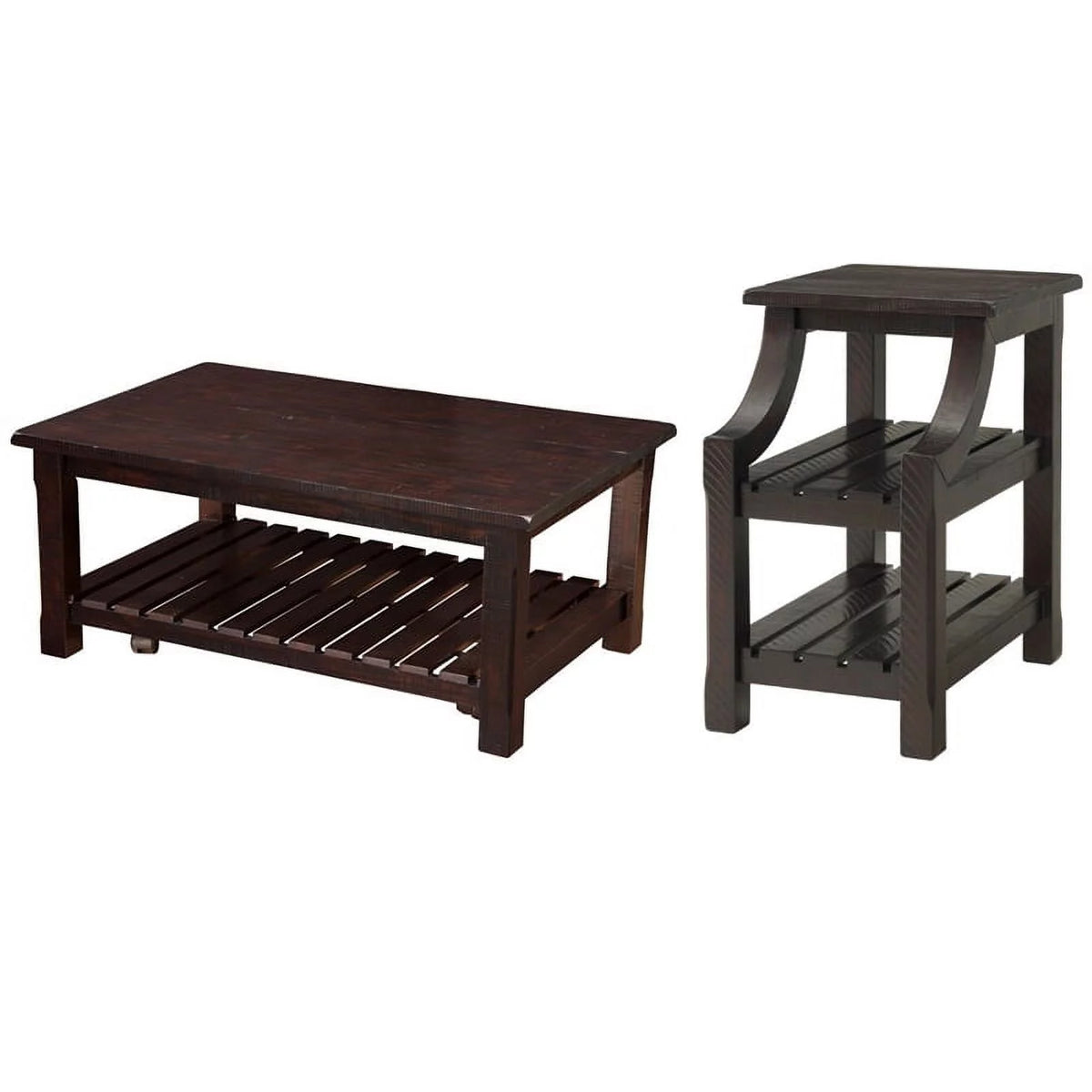 Espresso Coffee Table and Chairside Table Set C60338