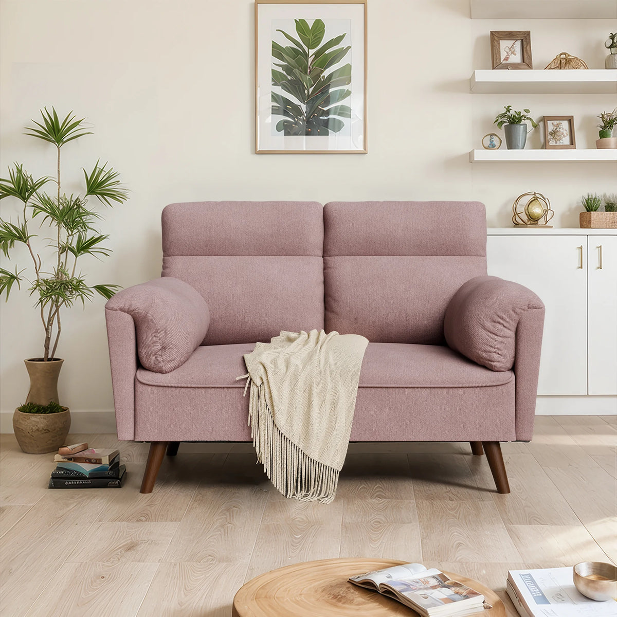 49'' Dark Gray Upholstered Loveseat Sofa with Wood Legs G847