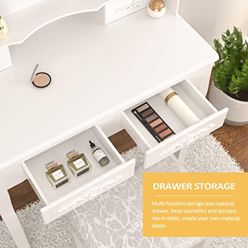 Makeup Vanity Set with Mirror and Stool, 4 Drawers W559
