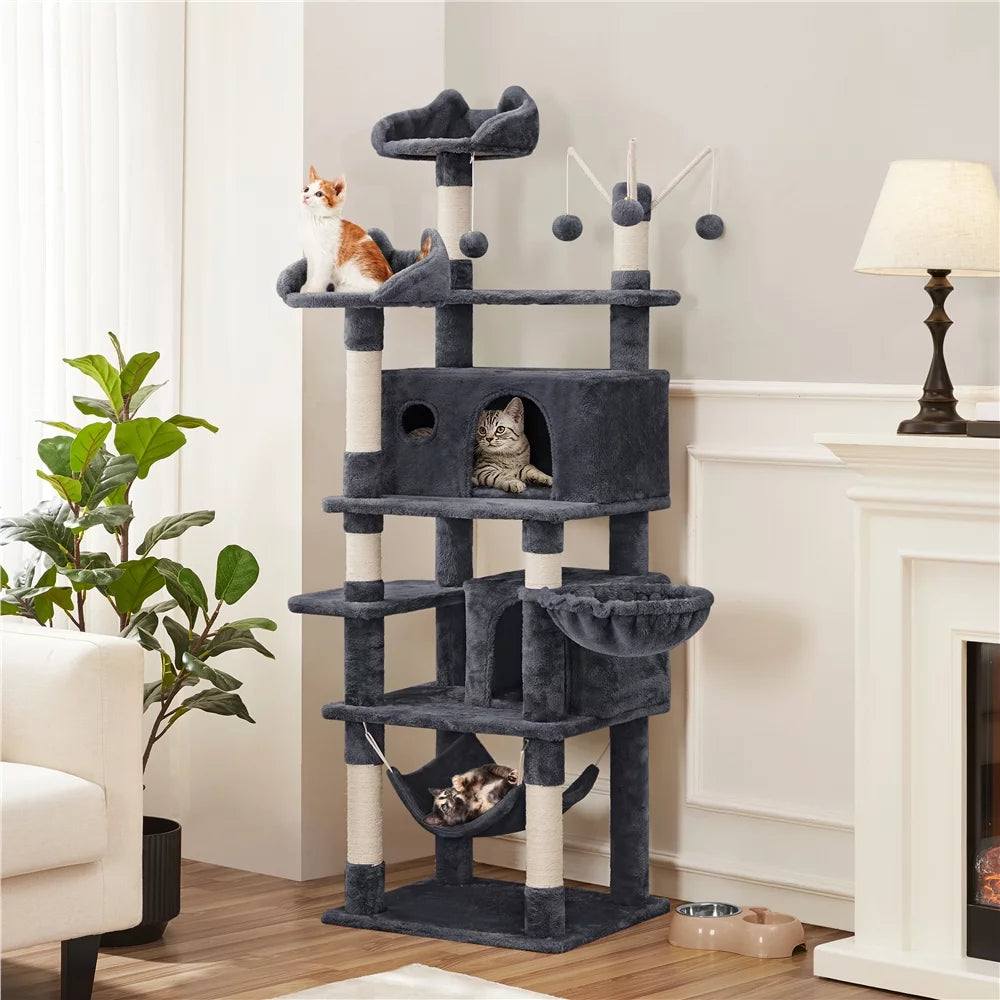 67" Multi-Level Cat Tree Tower with 2 Condos & Hammock Basket S236280