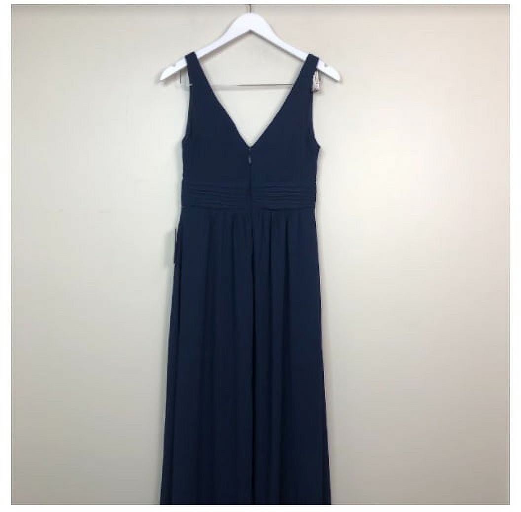 Sleeveless Plunging Neck Chiffon A-Line Maxi Dress Blue S G552336