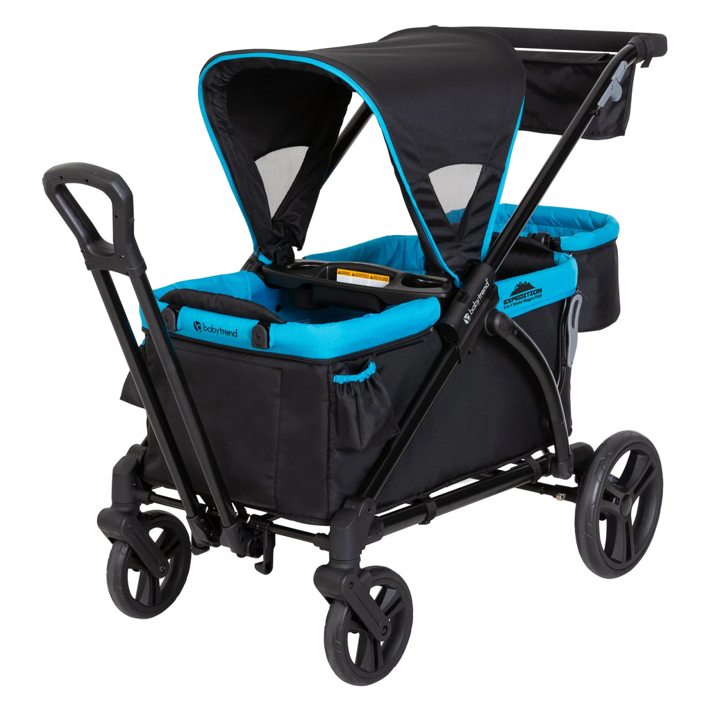Blue 2 in 1 Push or Pull Stroller Wagon with Canopy W18328