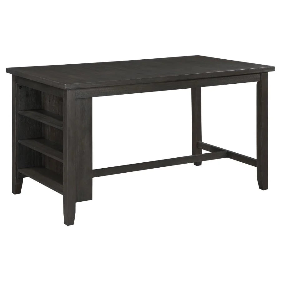 Counter Height Dining Table with Storage Shelves Dark Grey T228