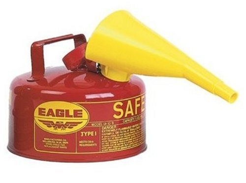 Red Galvanized Steel Gasoline Safety Can with Funnel, 1 gallon, Pack of 2 I9186
