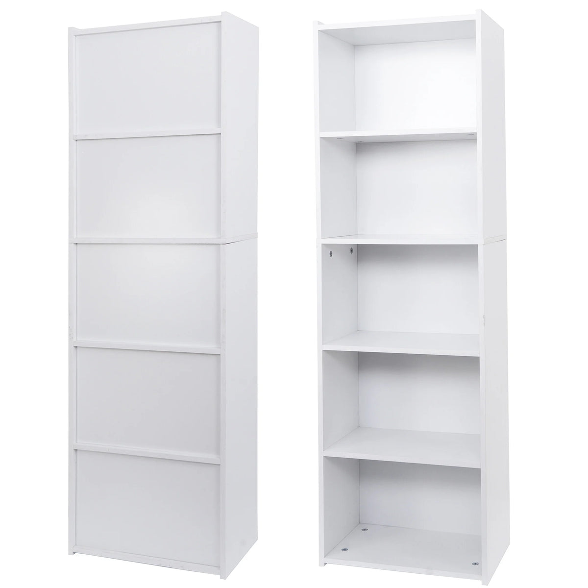 5-Shelves Narrow White Bookcase T63068