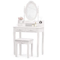 Makeup Vanity Set with Mirror and Stool, 4 Drawers W559